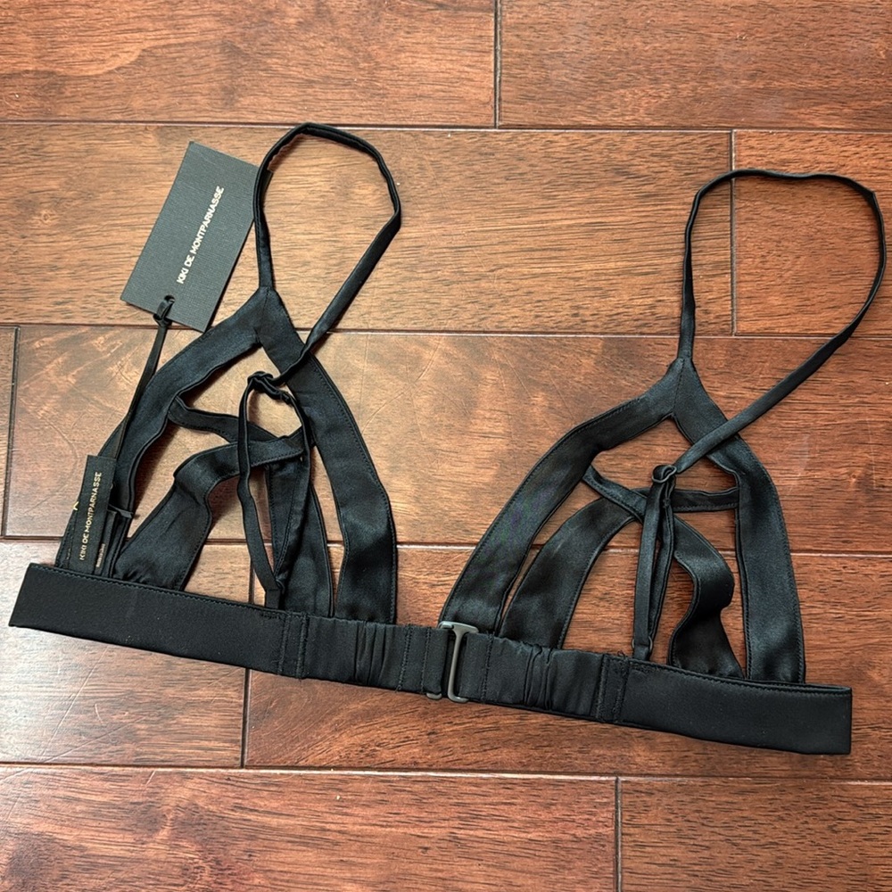 NWT Kiki De Montparnasse Seduire Black Silk Ouvert Open Cage Cup Bra - Picture 5 of 6